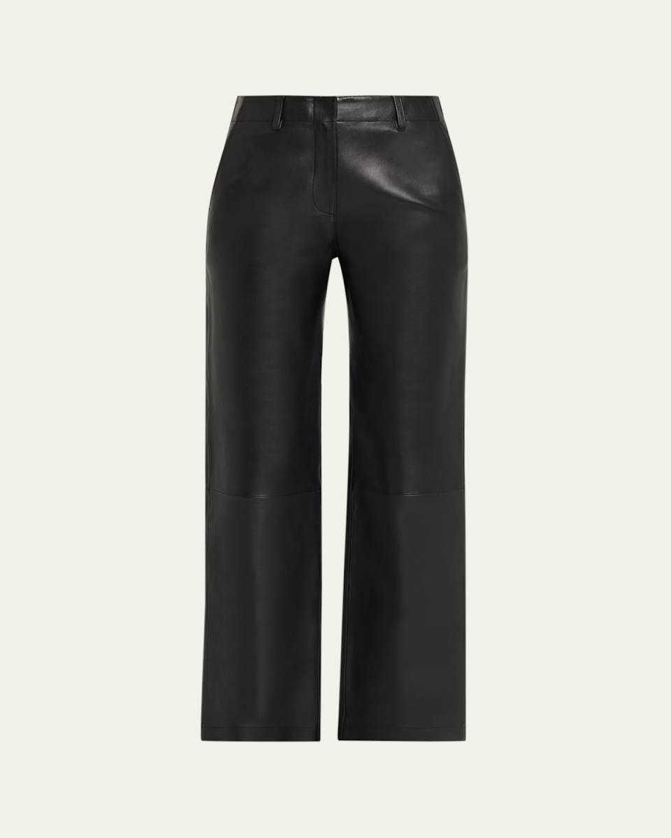 Straight-Leg Lambskin Leather Pants